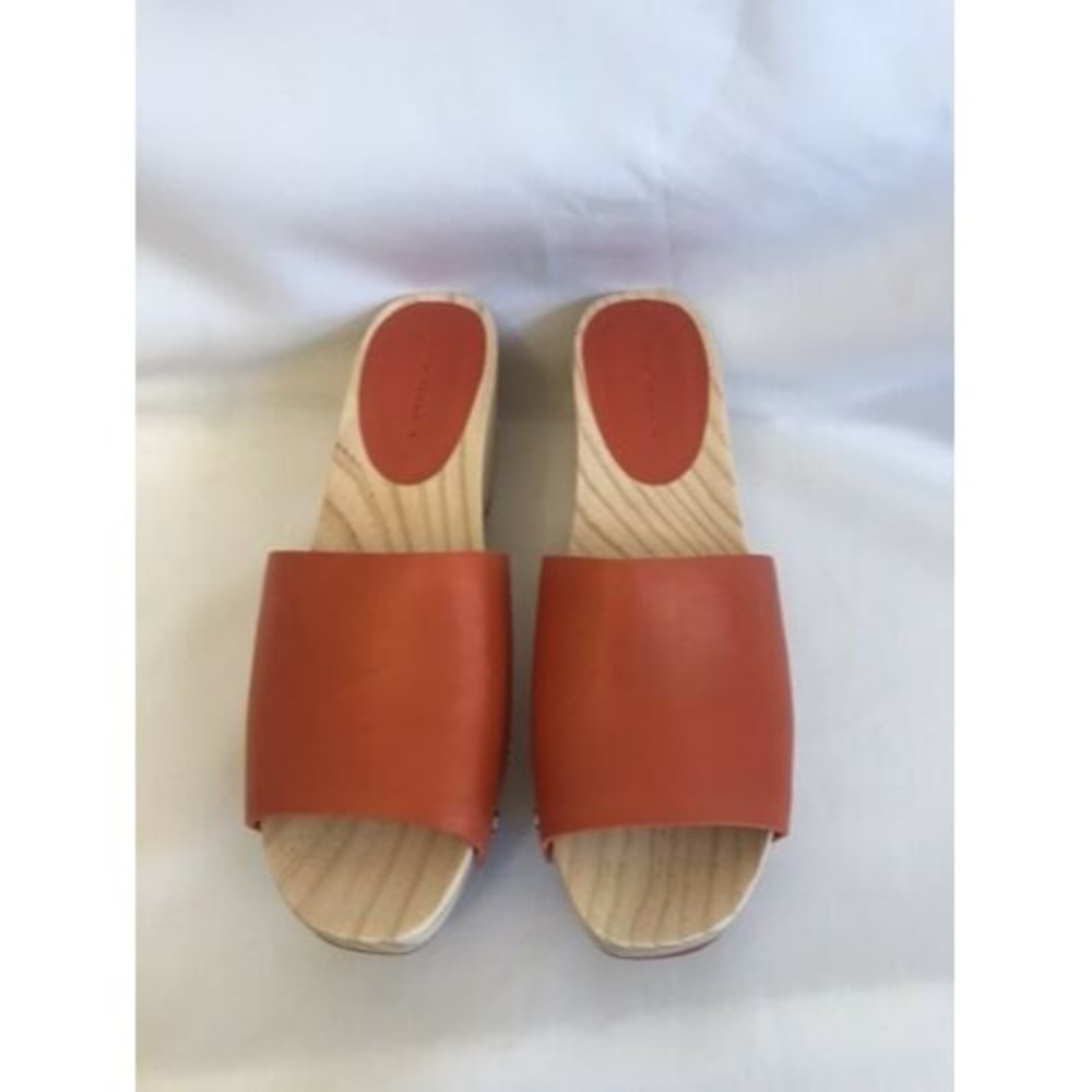 Zara Woman Studded Platform Clog Mule Open Toe Orange Sandal Slip On  EU 40 US 9
